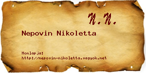 Nepovin Nikoletta névjegykártya